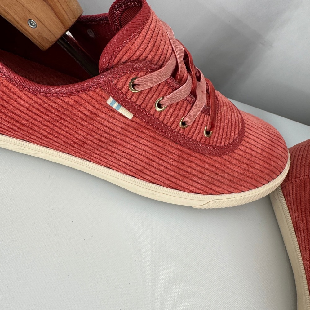 TOMS Carmel Shoes Women 6.5 Burnt Orange Rose Corduroy Velvet Lace Sneakers - Picture 10 of 10